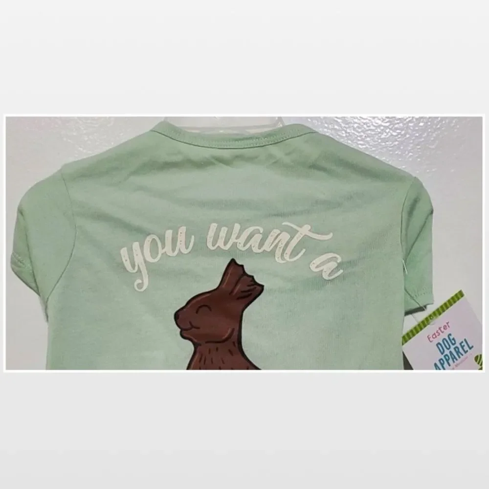New Dog Shirt Pet Medium Green Chocolate Easter Bunny Top Puppy Apparel NWT
